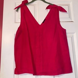 J. Crew Pink Bow Shoulder Top